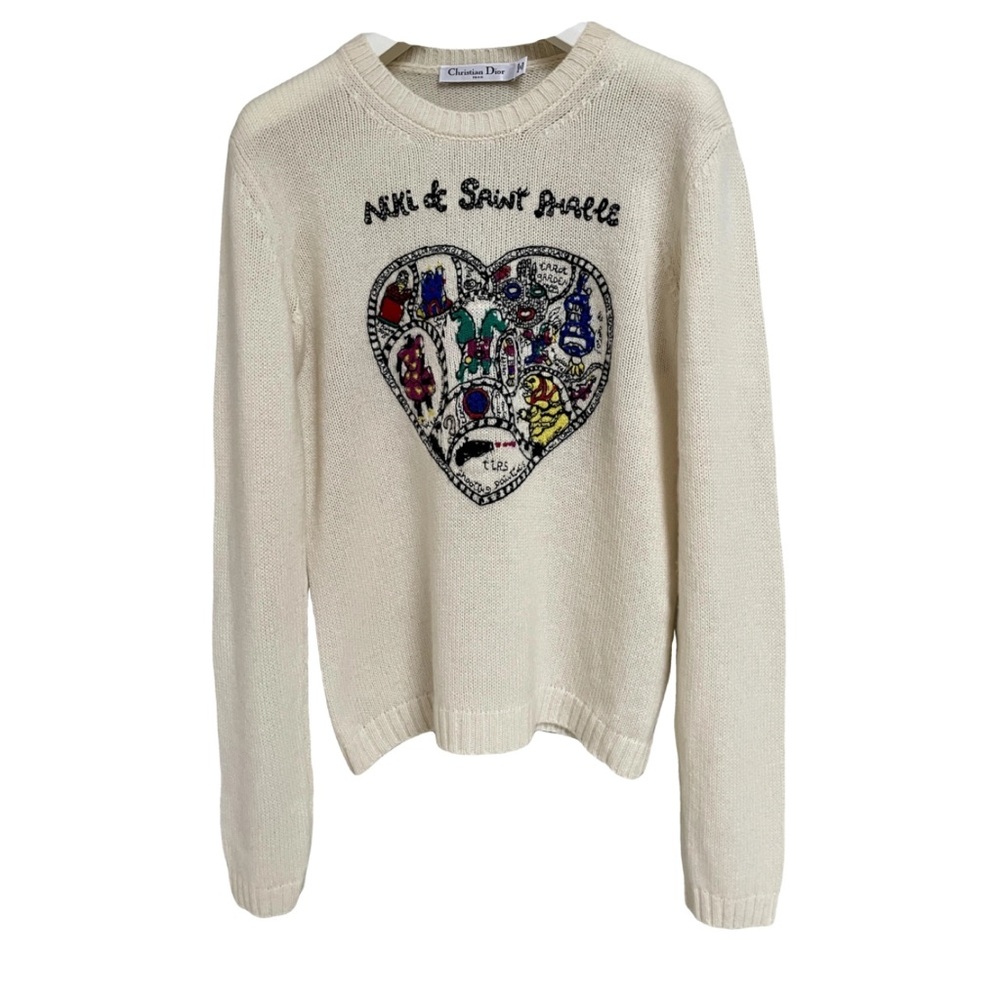 AUTHENTIC Christian Dior 2018 cashmere jumper graphic heart print sweater